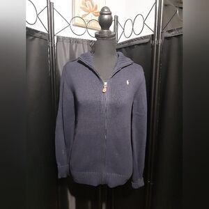Polo Ralph Lauren Women's Sweater Cardigan Navy Zip Up Size XL Old Money Preppy